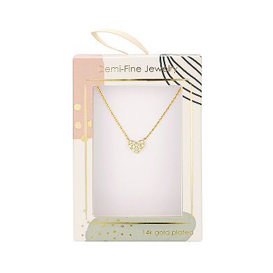 Taylor Grace 14k Gold Plated Cubic Zirconia Stationed Heart Necklace