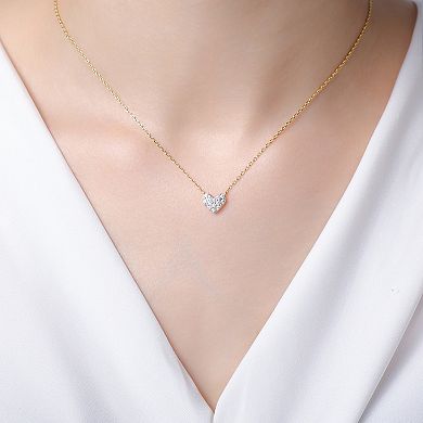 Taylor Grace 14k Gold Plated Cubic Zirconia Stationed Heart Necklace