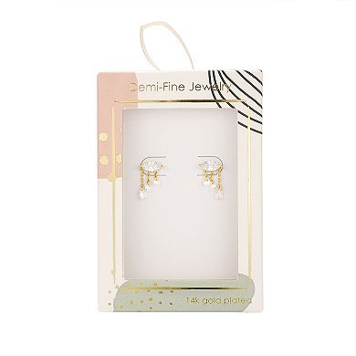 Taylor Grace 14k Gold Plated Marquise Cubic Zirconia Dangle Stud Earrings