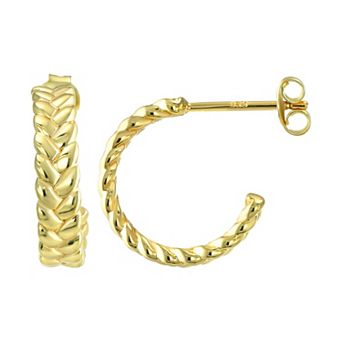 Taylor Grace 14k Gold Plated Braid Post Hoop Earrings