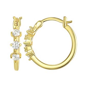 Taylor Grace 14k Gold Plated Cubic Zirconia Hoop Earrings