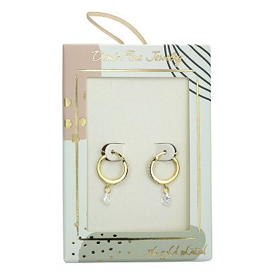 Taylor Grace 14k Gold Plated Cubic Zirconia Dangle Hoop Earrings