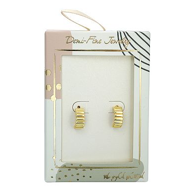 Taylor Grace 14k Gold Plated Ribbed Post Hoop Earrings