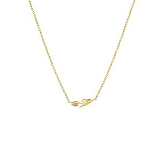Taylor Grace 14k Gold Plated Cubic Zirconia Tulip Necklace