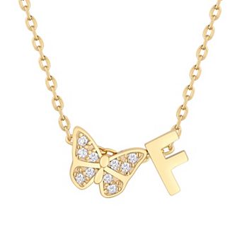 Taylor Grace 14k Gold Plated Cubic Zirconia Butterfly Initial Necklace