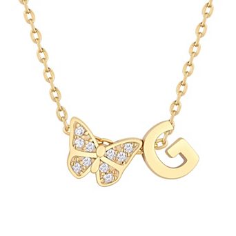 Taylor Grace 14k Gold Plated Cubic Zirconia Butterfly Initial Necklace