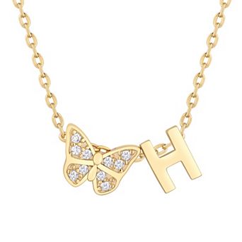 Taylor Grace 14k Gold Plated Cubic Zirconia Butterfly Initial Necklace