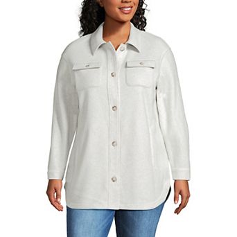 Plus Size Lands' End Luxe Fleece Button-Up Shacket