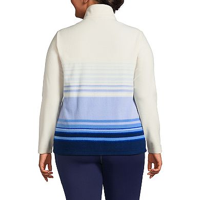 Plus Size Lands' End Ombre Striped 1/4-Zip Fleece Pullover
