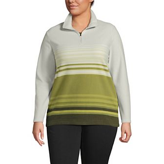 Plus Size Lands' End Ombre Striped 1/4-Zip Fleece Pullover