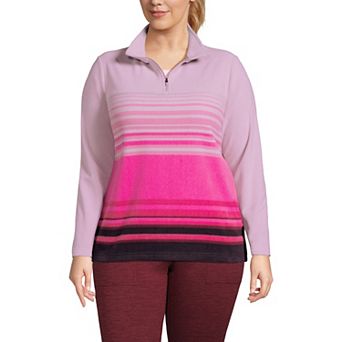 Plus Size Lands' End Ombre Striped 1/4-Zip Fleece Pullover