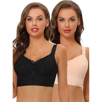 2packs Women's Full Coverage Wide Straps Longline Hem Wirefree Bra