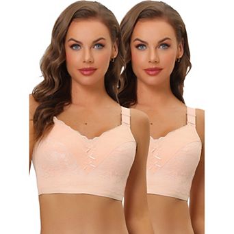 2packs Women's Full Coverage Wide Straps Longline Hem Wirefree Bra