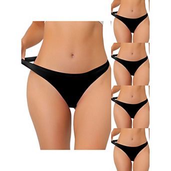 5 Packs Women's Unlined Underwear Satin Invisible Bikini Comfortable Thongs