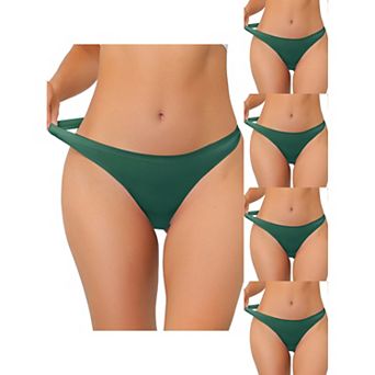 5 Packs Women's Unlined Underwear Satin Invisible Bikini Comfortable Thongs