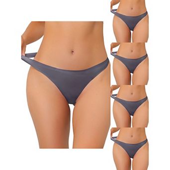 5 Packs Women's Unlined Underwear Satin Invisible Bikini Comfortable Thongs