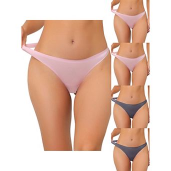 5 Packs Women's Unlined Underwear Satin Invisible Bikini Comfortable Thongs