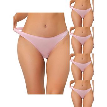 5 Packs Women's Unlined Underwear Satin Invisible Bikini Comfortable Thongs