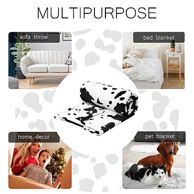 Cow Printed Blanket, Soft 300gsm Fleece Flannel Throw Blanket For Couch Sofa Bed Office