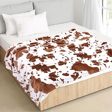 Cow Printed Blanket, Soft 300gsm Fleece Flannel Throw Blanket For Couch Sofa Bed Office