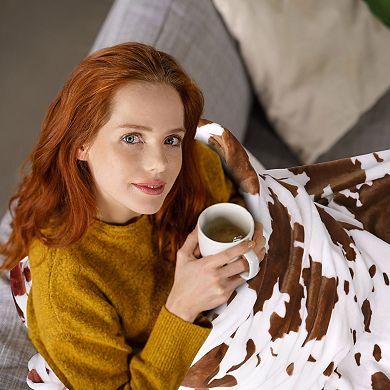 Cow Printed Blanket, Soft 300gsm Fleece Flannel Throw Blanket For Couch Sofa Bed Office