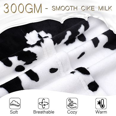 Cow Printed Blanket, Soft 300gsm Fleece Flannel Throw Blanket For Couch Sofa Bed Office