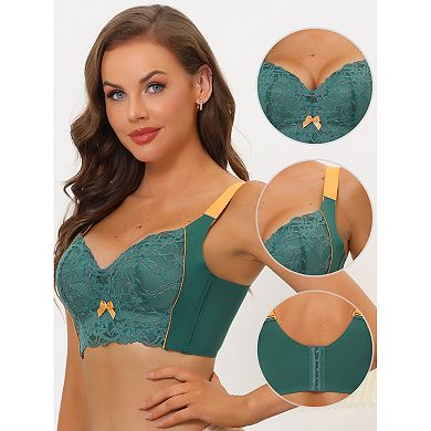 2packs Women's Wide Straps High Back Padded Lace Push Up Full Coverage Bralette