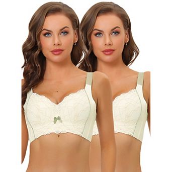 2packs Women's Wide Straps High Back Padded Lace Push Up Full Coverage Bralette