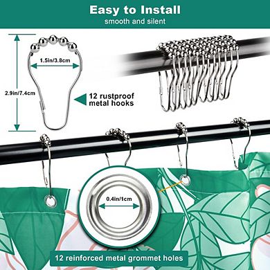 72x72" Bathroom Shower Curtain With Hooks