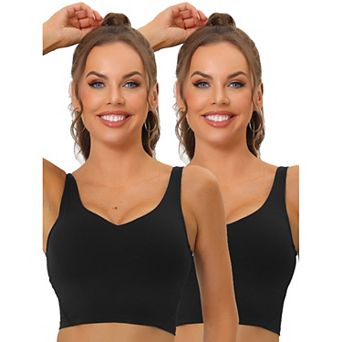2packs Women's Workout Fitness Longline Wireless Padded Yoga Sports Bra With Medium Support