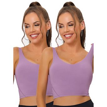2packs Women's Workout Fitness Longline Wireless Padded Yoga Sports Bra With Medium Support