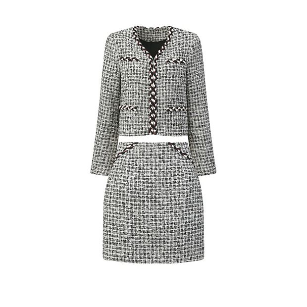 スーツ Credo Tweed Jacket + Skirt Suit Set Women's Plaid Tweed Suit Set 2 Piece Outfits Short Blazer