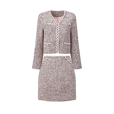 Women's Plaid Tweed Suit Set 2 Piece Outfits Short Blazer Jacket And Skirt  Sets