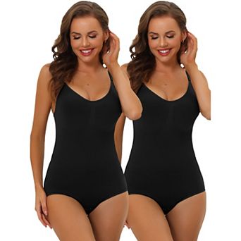 2packs Women's Bodysuit Thong Tummy Control Shapewear Adjustable Straps Sculpting Jumpsuit Top