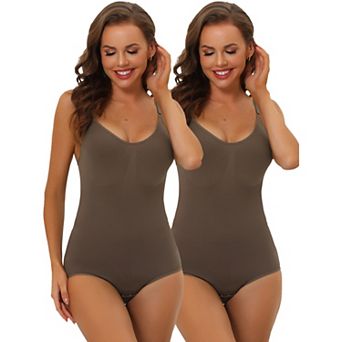 2packs Women's Bodysuit Thong Tummy Control Shapewear Adjustable Straps Sculpting Jumpsuit Top