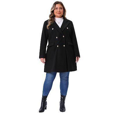 Plus Size Coats For Women Double Breasted Notch Lapel Winter Long Trench Coats