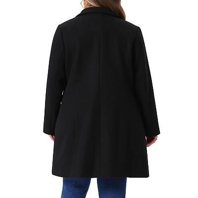 Plus Size Coats For Women Double Breasted Notch Lapel Winter Long