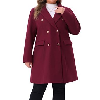 Plus Size Coats for Women Double Breasted Notch Lapel Winter Long Trench Coats