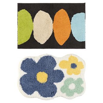 Soft Plush Non Slip Bathroom Mat Quick Dry Reversible Microfiber Bath Rugs Flower
