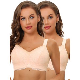 2packs Women's Lace Minimizer Bralette U Back Full Coverage Wireless Everyday Bras