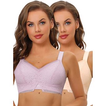 2packs Women's Lace Minimizer Bralette U Back Full Coverage Wireless Everyday Bras