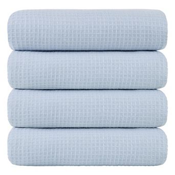 100% Cotton Texture Bath Towels Set Of 4, Soft And Thick Absorbent Waffle Weave Towels