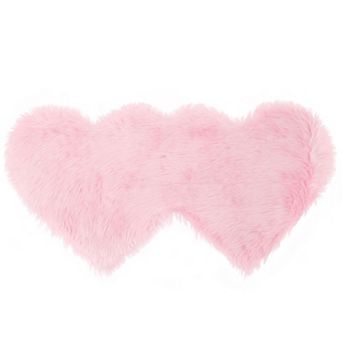 Double Heart Shaped Soft Faux Sheepskin Fur Plush Area Rugs Floor Mat Bedroom, 4 X 2 Ft(l*w)