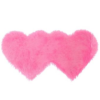 Double Heart Shaped Soft Faux Sheepskin Fur Plush Area Rugs Floor Mat Bedroom, 4 X 2 Ft(l*w)