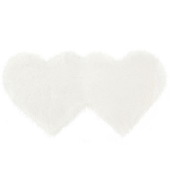 Double Heart Shaped Soft Faux Sheepskin Fur Plush Area Rugs Floor Mat Bedroom, 4 X 2 Ft(l*w)