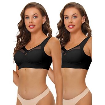 2packs Women's Push Up Minimizer Full Coverage Mesh Wirefree Bras