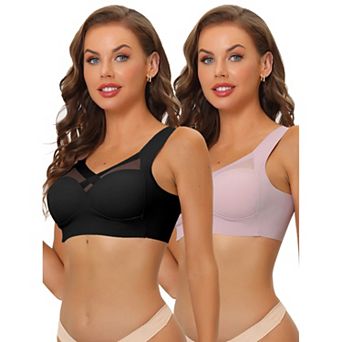 2packs Women's Push Up Minimizer Full Coverage Mesh Wirefree Bras