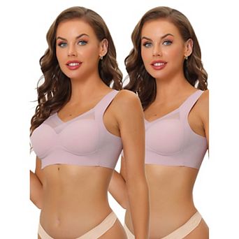 2packs Women's Push Up Minimizer Full Coverage Mesh Wirefree Bras