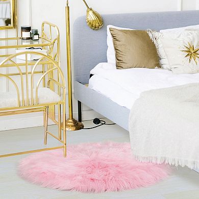 Faux Sheepskin Puffy Plush Area Soft Warm For Office Home Bedroom Floor Mats, 3 X 3 Feet
