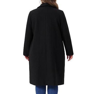 Women's Plus Size Peacoat Overcoat Notch Lapel Double Breasted Mid-long Trench Coat